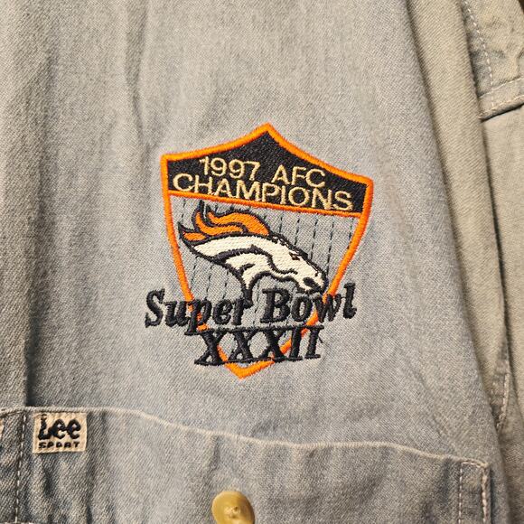 Lee Sport denim button down 1997 AFC Champions Supper Bowl XXXII broncos - Picture 3 of 5